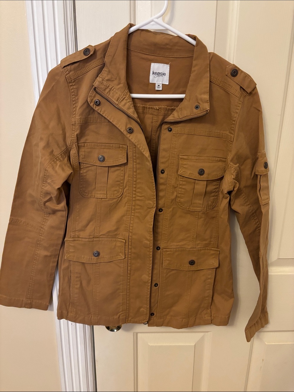 kensie Women's Chestnut Utility Jacket with Button Pockets